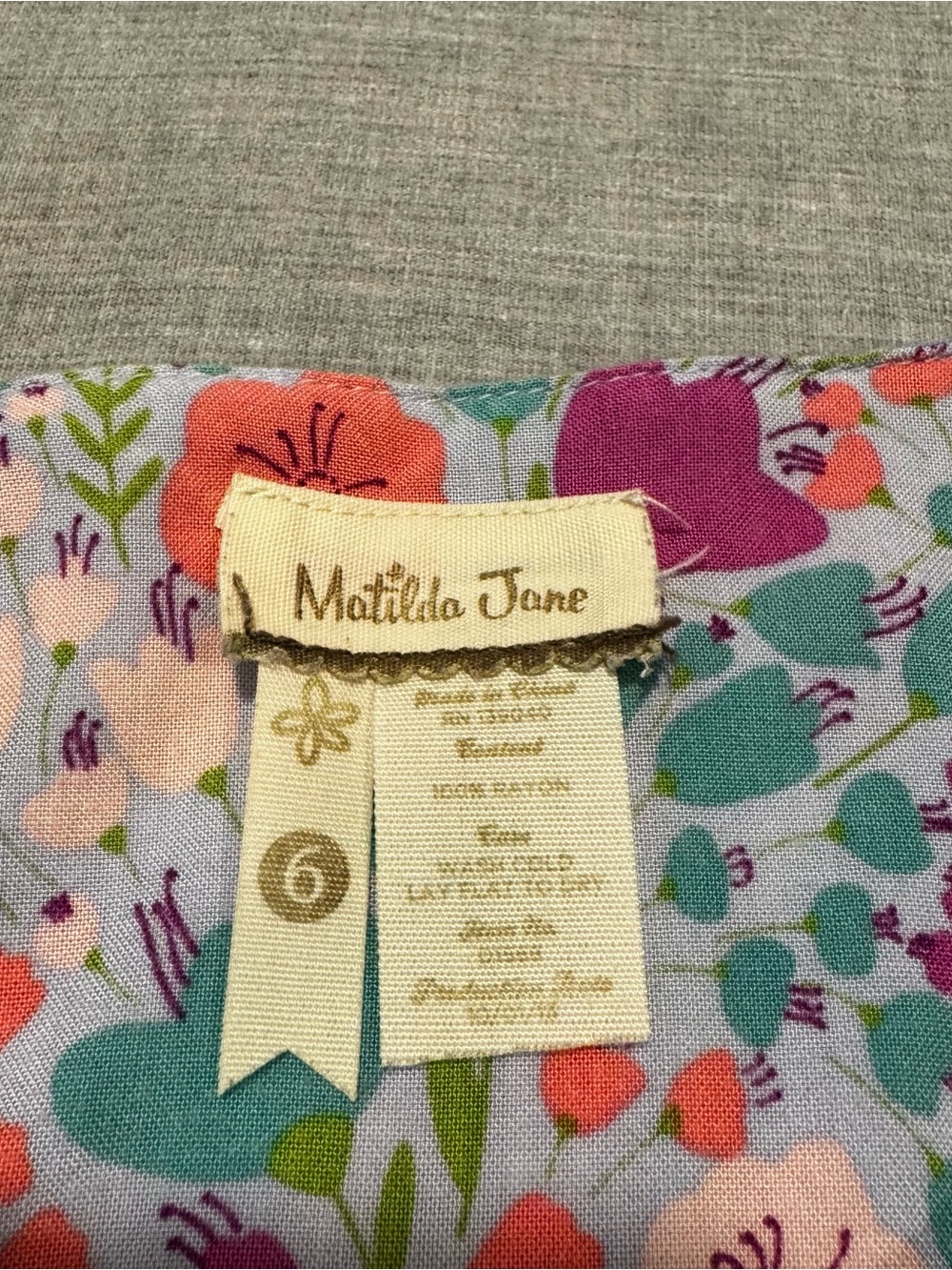 Matilda Jane Girls Dress Size 6 Floral Ruffle Sleeveless Handkerchief Hem - Picture 3 of 6